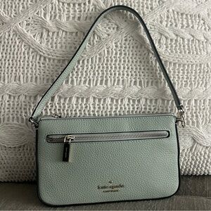 EUC Kate Spade Leila Pebbled Leather Convertible Wristlet Sage Green